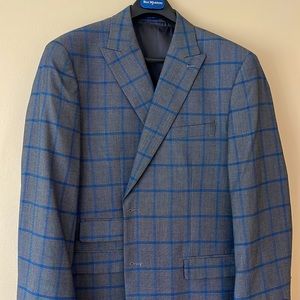 3-piece Blue/grey window pane suit! 46/40
